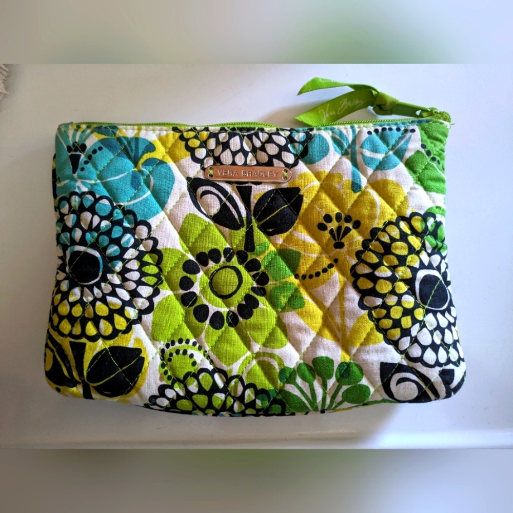 Vera Bradley Cosmetics Pouch in Retired (2013) Lime's Up Pattern